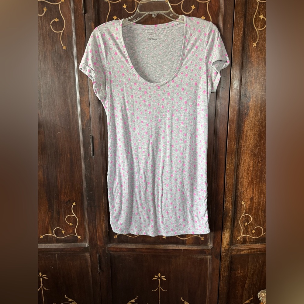Motherhood MATERNITY Gray Fitted Cap Sleeve T-Shirt